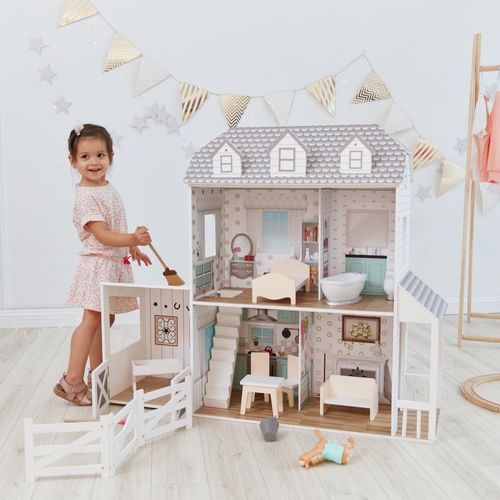 Grande Maison De Poupée Ferme 14 Accessoires Meubles De Poupée Gris Blanc Enfant