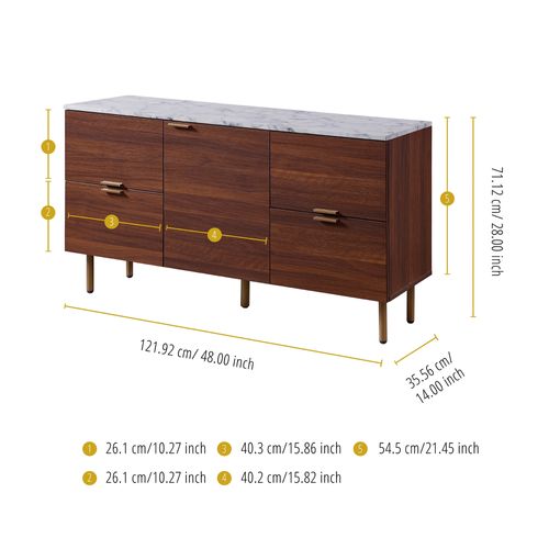 Buffet Bas Faux Marbre Bois Noyer