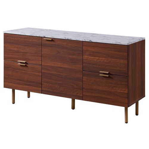 Buffet Bas Faux Marbre Bois Noyer