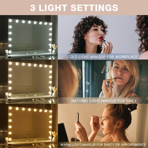 Vanitii Coiffeuse Avec Miroir LED RGB et Bluetooth- 130cm (Petit miroir offert)