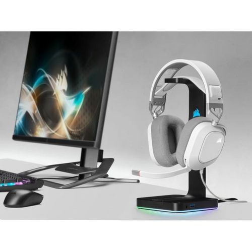 Casque Gaming Filaire Corsair Hs80 Rgb USB Son Surround 7.1 Microphone Omnidirectionnel Blanc