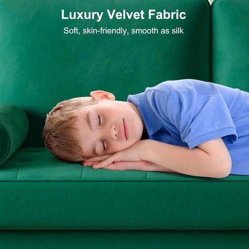 Canapé Droit 2 Places En Velours, Avec Accoudoirs,148l X 78l X 85h Cm, Vert