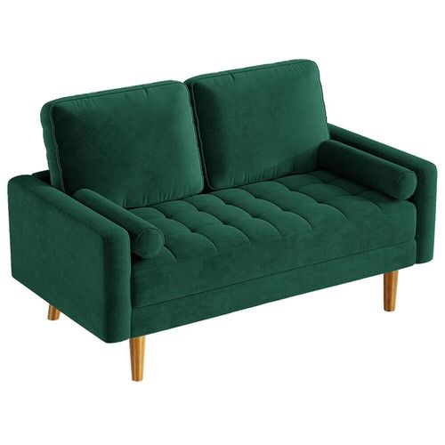 Canapé Droit 2 Places En Velours, Avec Accoudoirs,148l X 78l X 85h Cm, Vert