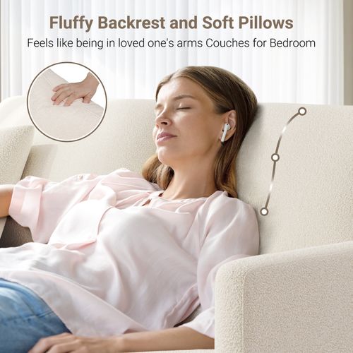 Canapé 3 Places En Velours - En Bois Massif -193x79x89 Cm - Beige