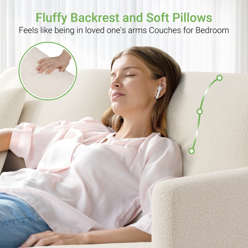 Canapé 2 Places En Velours Teddy, Avec Accoudoirs,165 X 78 X 89cm, Beige