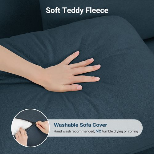 Canapé 3 Places En Velours Et Bois Massif - 210 X 79 X 89 Cm - Bleu Gris