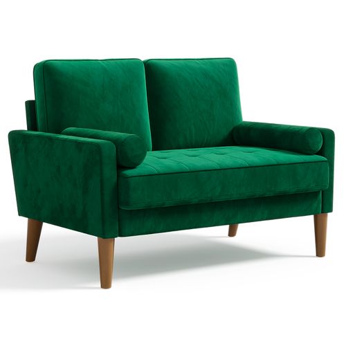 Canapé à 2 Places Scandinave, En Velours Loveseat,121x77x87cm, Vert