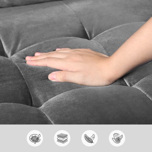 Canapé à 2 Places Scandinave, En Velours Loveseat 121x77x87cm, Gris