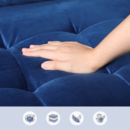 Canapé à 2 Places Scandinave, En Velours Loveseat 121x77x87cm, Bleu