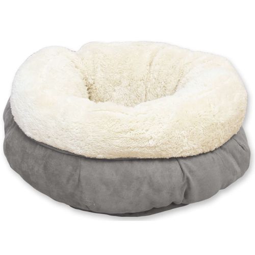 Lit Pour Chien/chat Laine D'agneau En Forme De Beignet Gris