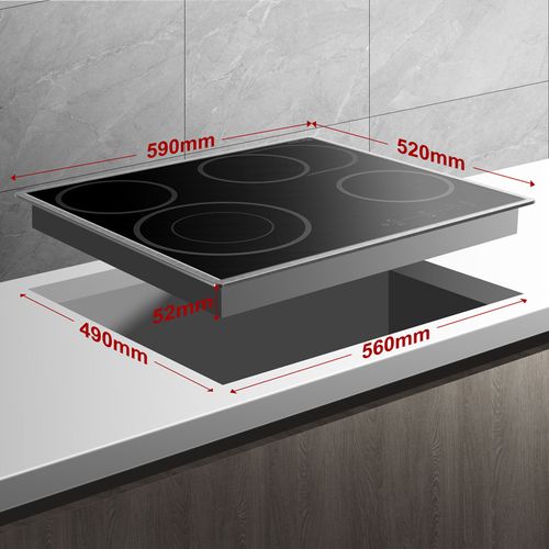 Plaque De Cuisson Vitrocéramique Ch604bf24b 4 Feux 6600w Encastrée 60cm