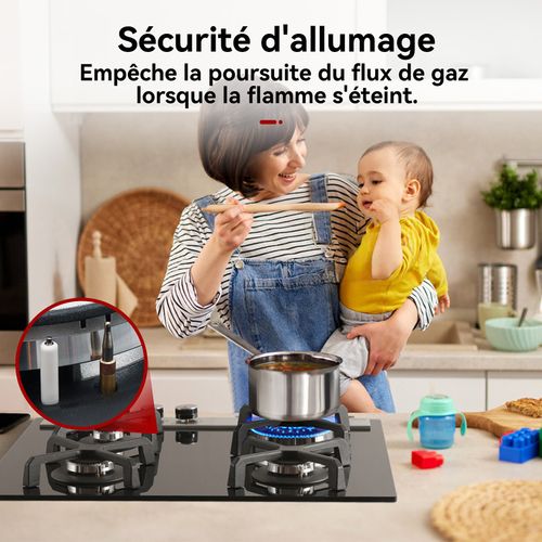 Plaque De Cuisson Gaz Gh6604bg1fc 4 Feux, Noir 60 Cm