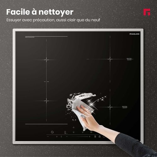 Plaque Induction Ih604bfb 4 Feux 7000 W, Encastrée 60cm, Revêtement Verre