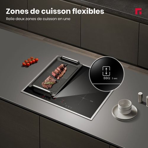 Plaque Induction Ih604bfb 4 Feux 7000 W, Encastrée 60cm, Revêtement Verre