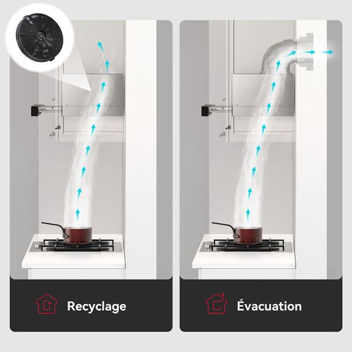 Hotte Aspirante Br60sp 60 Cm Recirculation 335 M³/h, Hotte Tiroir Argentée Avec Filtre à Charbon