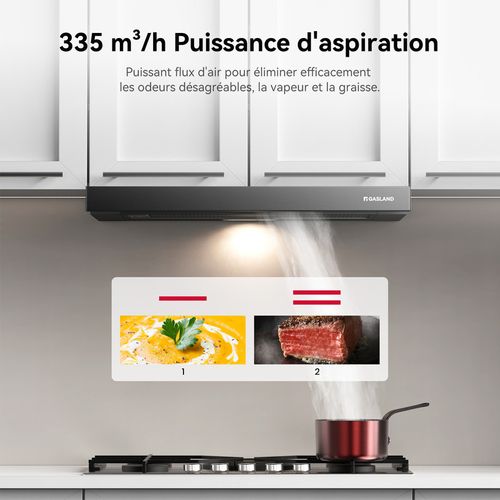 Hotte Aspirante Br60bp 60 Cm Recirculation 335 M³/h, Hotte Tiroir Noire Avec Filtre à Charbon Cf132