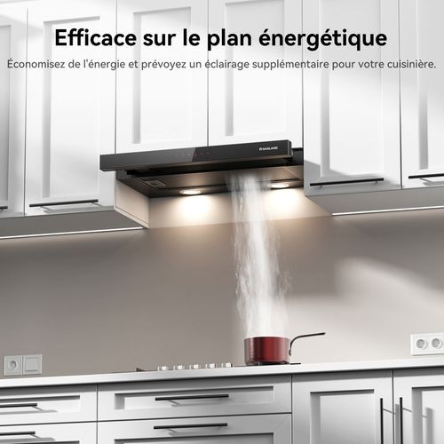 Hotte Aspirante Br60bs A++ 60 Cm Recirculation 567 M³/h, Commande Tactile Avec Filtre à Charbon