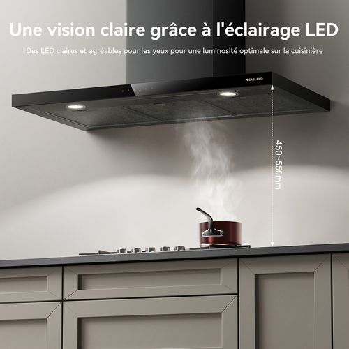 Hotte Aspirante Tr90bs A++ 90cm, Booster 882 M³/h, Touch Control 4 Levels Avec Filtre à Charbon