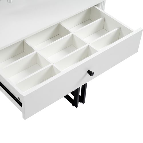 Coiffeuse Avec Miroir LED 3 Tons, Tiroir à 9 Cases Et 3 Niveaux De Rangement 100x116x40 Cm Blanc