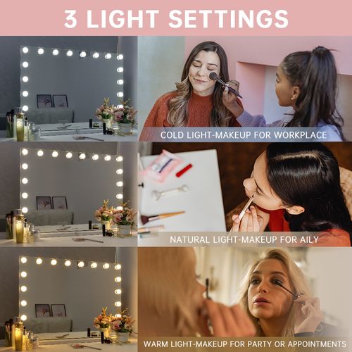 Coiffeuse Avec Miroir LED RGB Éclairage LED Blanc 130 cm (Petit miroir offert)