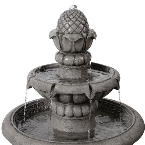 Fontaine Bain D’oiseaux 2 Niveaux Finition Pierre, 99cm, Gris