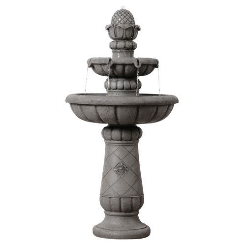Fontaine Bain D’oiseaux 2 Niveaux Finition Pierre, 99cm, Gris