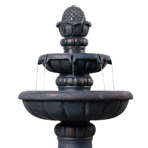 Fontaine Bain D’oiseaux 2 Niveaux Finition Pierre, 99cm, Gris