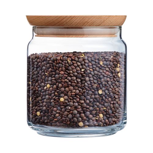 Pot De Conservation En Verre Avec Couvercle En Bois 75cl