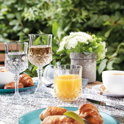 6 Verres à Eau Vintage 32cl Longchamp - Cristal D'arques - Verre Ultra Transparent Au Design Vintage