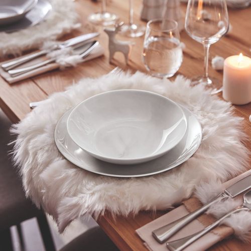 6 Assiettes Creuses Grises Effet Marbré 20 Cm