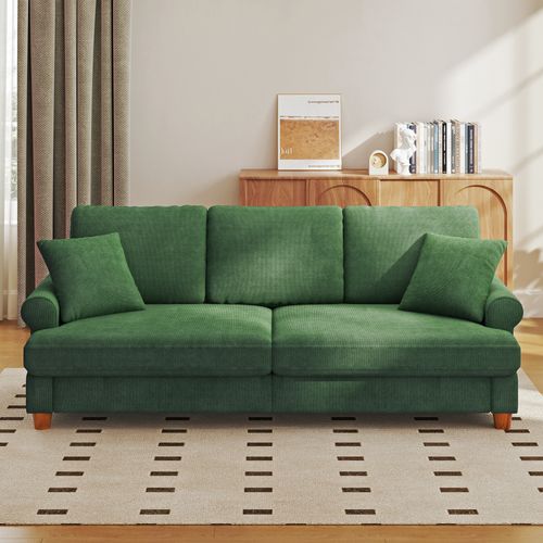 Canapé Droit 3 Places Moderne Tissu En Chenille 220 X 74 X 86cm,vert