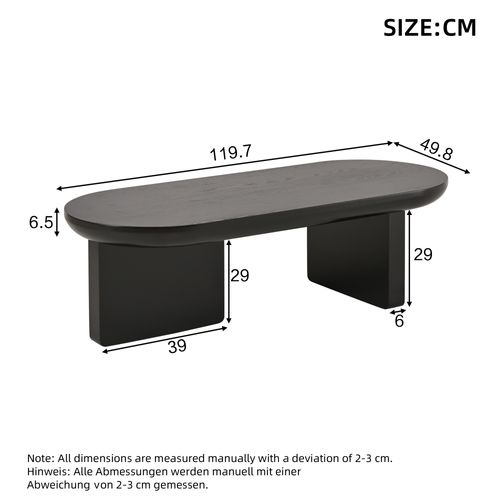 Table Basse Ovale 119x50x35,5cm Rangement Ouvert - Noir