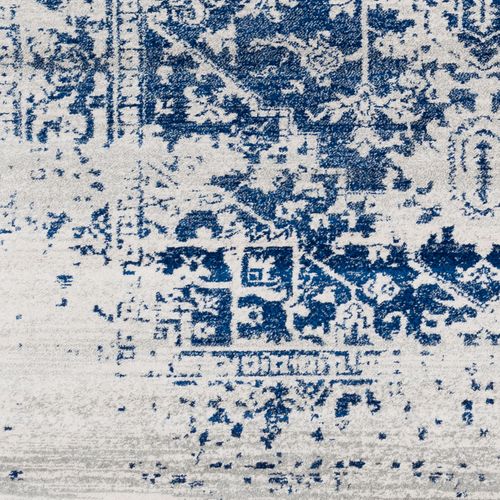 Tapis Rond Vintage Oriental Bleu/blanc Ø 160 Cm Juliette