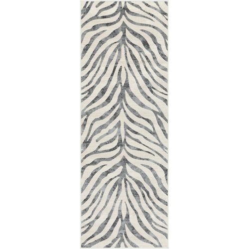 Tapis De Couloir Zébré Bohème Gris Foncé/beige 80x220 Cm Cybele