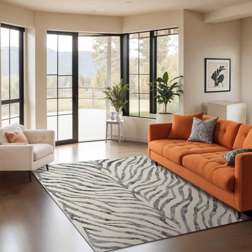 Tapis Zébré Bohème Gris Foncé/beige 120x170 Cm Cybele