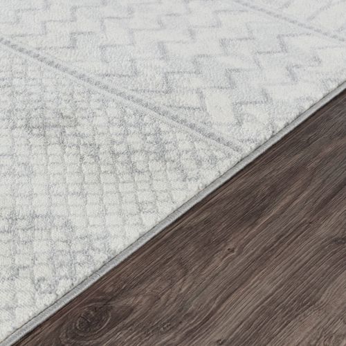 Tapis De Couloir Scandinave Bohème Gris/ivoire 80x220 Cm Adele