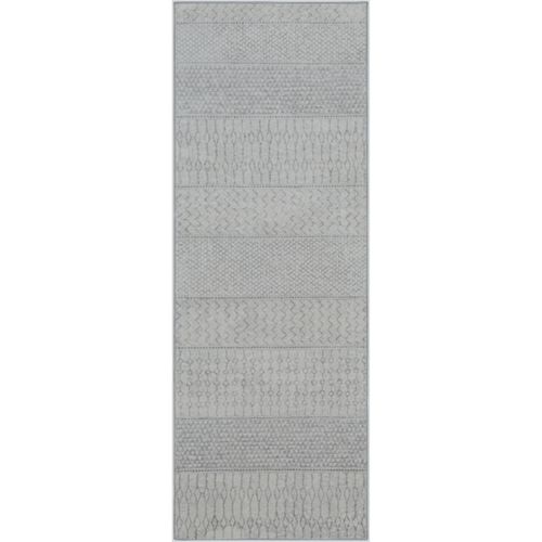 Tapis De Couloir Scandinave Bohème Gris/ivoire 80x220 Cm Adele