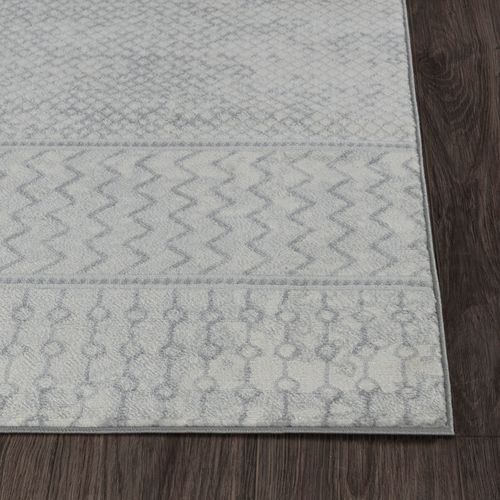 Tapis De Couloir Scandinave Bohème Gris/ivoire 80x220 Cm Adele