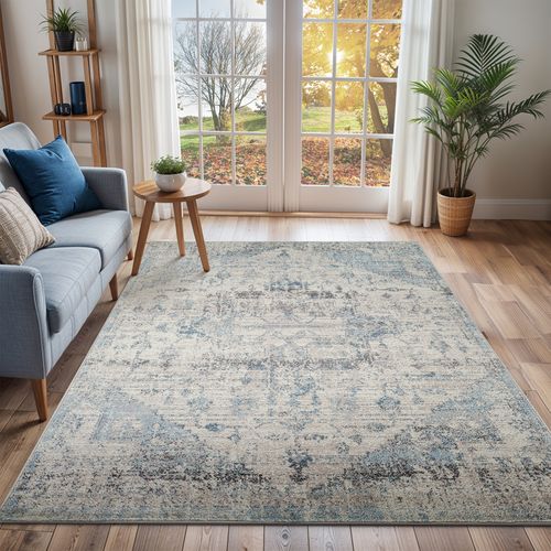 Tapis Vintage Oriental Ivoire/bleu 200x275 Cm Lya