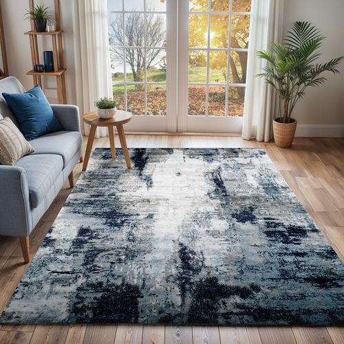 Tapis Abstrait Moderne Bleu/blanc/gris 200x275 Cm Giulia