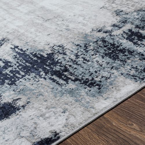 Tapis Rond Abstrait Moderne Bleu/blanc/gris Ø 160 Cm Giulia