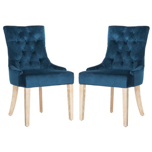 Chaises De Salle à Manger Saundra Lot De 2 Bleu Marine Bois De Bouleau
