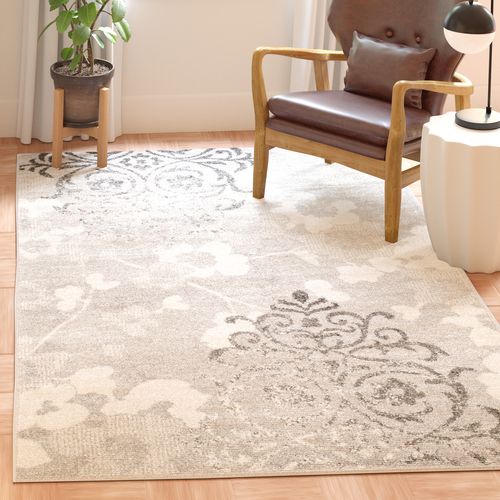 Tapis Adirondack 91 X 152 Cm Damassé Glam Floral Bryana Gris