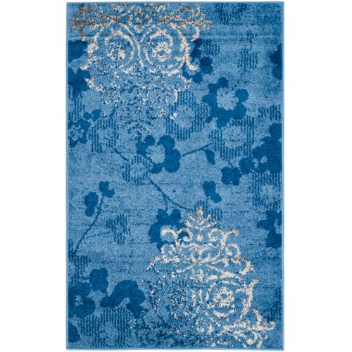 Tapis Adirondack 91 X 152 Cm Damassé Glam Floral Bryana Bleu