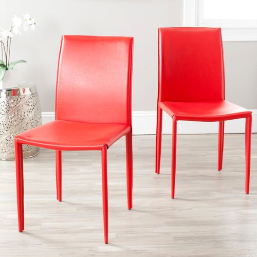 Chaises De Salle à Manger Beatrix Lot De 2 Rouge Fer/contreplaque
