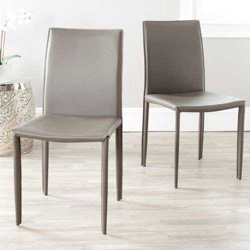 Chaises De Salle à Manger Beatrix Lot De 2 Gris Cuir Colle