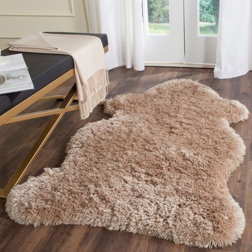 Tapis Artic à Poils Longs 152 X 213 Cm Shag Tegan Beige
