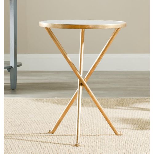 Table D'appoint Alene Blanc/or Fer 40 X 40 X 54 Cm