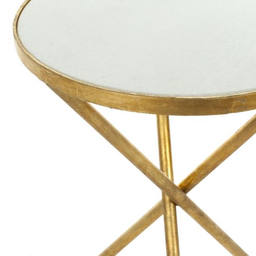 Table D'appoint Alene Blanc/or Fer 40 X 40 X 54 Cm