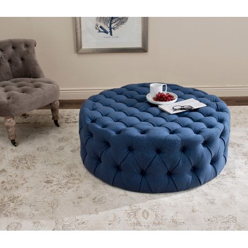 Pouf Kailani Bleu Marine Contreplaque 100 X 100 X 41 Cm